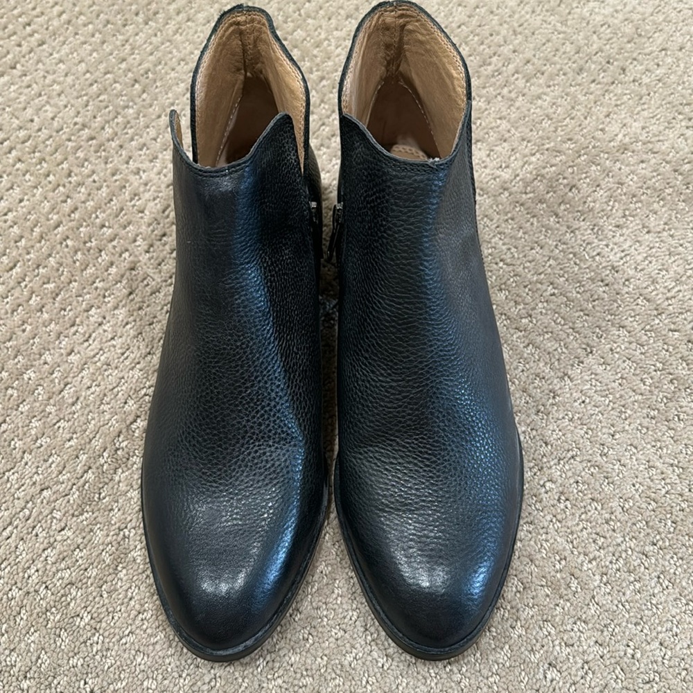 Black leather ankle boots